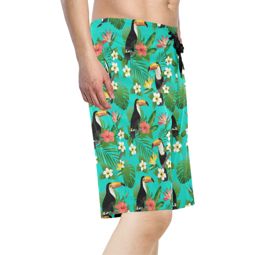 Tropical Summer Toucan Pattern Men's All Over Print Board Shorts (Model L16)