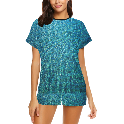 Turquoise Blue Ocean Women's Short Pajama Set