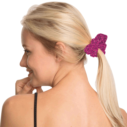 Hot Pink Glitter All Over Print Hair Scrunchie