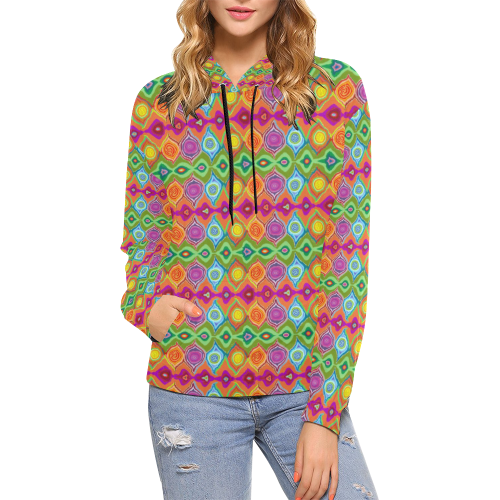 Mexican Colour Design Ladies Hoodie All Over Print Hoodie for Women (USA Size) (Model H13)