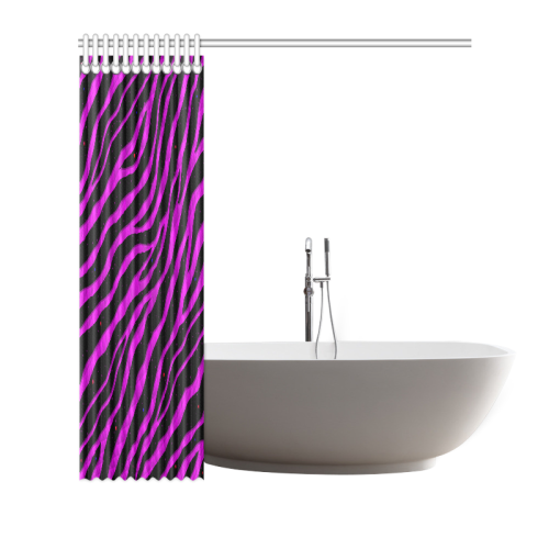 Ripped SpaceTime Stripes - Pink Shower Curtain 72"x72"