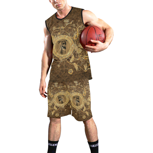 Awesome skull on a button All Over Print Basketball Uniform