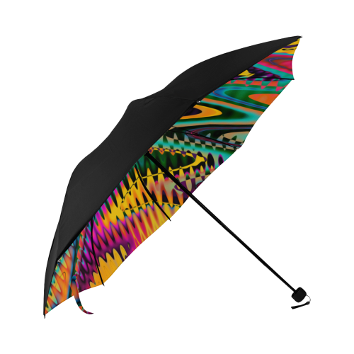 WAVES DISTORTION chevrons multicolored Anti-UV Foldable Umbrella (Underside Printing) (U07)