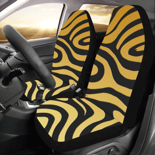 Zebra Strips Gold on Black Car Seat Covers (Set of 2)