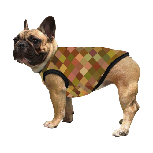 Autumn Colored Squares Brown All Over Print Pet Tank Top