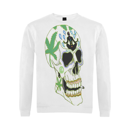 Enlightenment Sugar Skull White All Over Print Crewneck Sweatshirt for Men (Model H18)