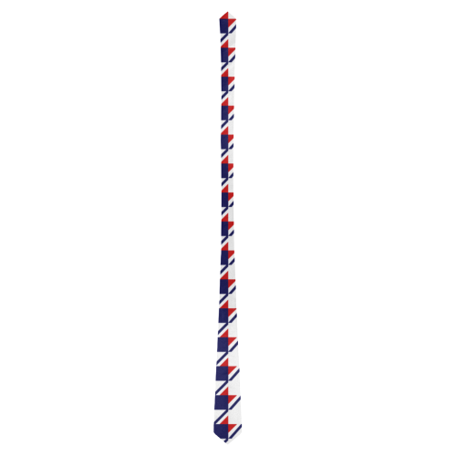 Red White Blue Houndstooth Classic Necktie (Two Sides)