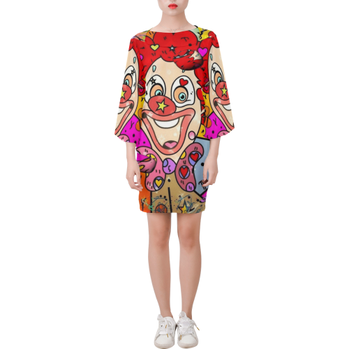 Clown Popart by Nico Bielow Bell Sleeve Dress (Model D52)