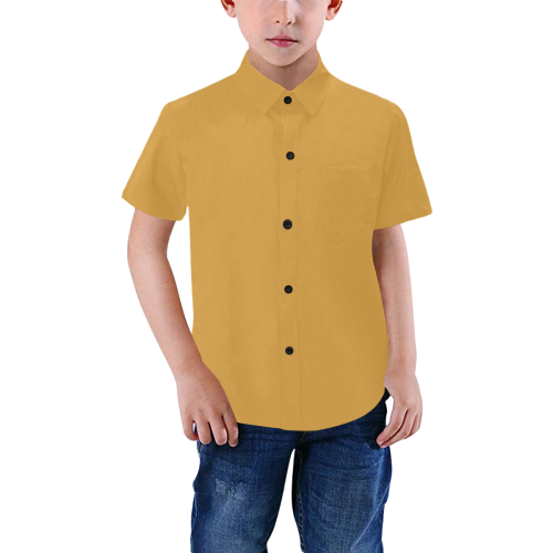Color Solid Mango Mojito Boys' All Over Print Short Sleeve Shirt (Model T59)