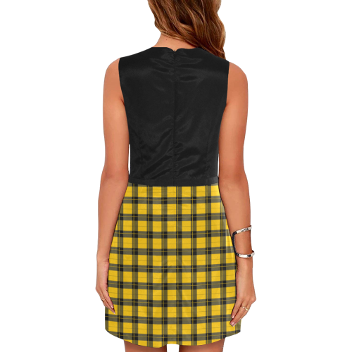 Think Smart Yellow Plaid  Eos Women's Sleeveless Dress Eos Women's Sleeveless Dress (Model D01)