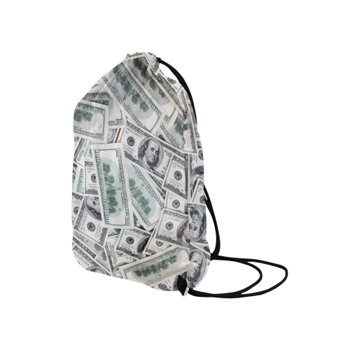 Cash Money / Hundred Dollar Bills Medium Drawstring Bag Model 1604 (Twin Sides) 13.8"(W) * 18.1"(H)