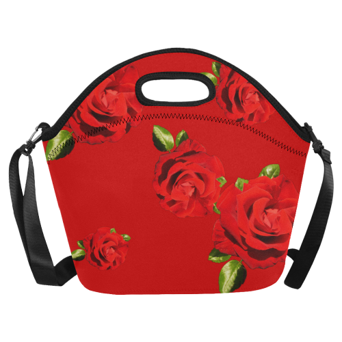 Fairlings Delight's Floral Luxury Collection- Red Rose Neoprene Lunch Bag/Large 53086a1 Neoprene Lunch Bag/Large (Model 1669)