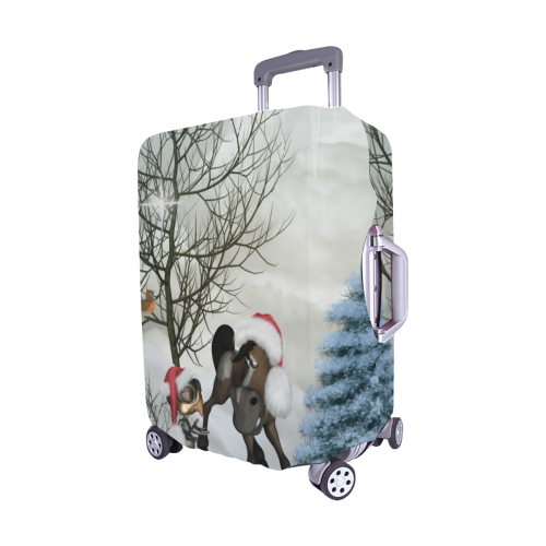 Christmas cute bird and horse Luggage Cover/Medium 22"-25"
