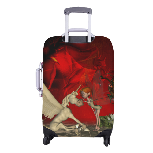 Cute little fairy and pegasus Luggage Cover/Medium 22"-25"