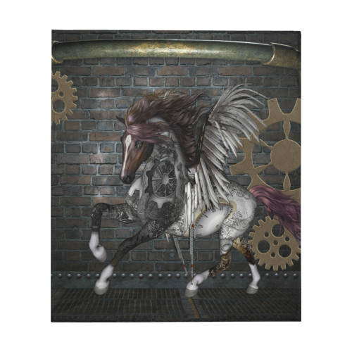 Steampunk, awesome steampunk horse with wings Quilt 60"x70"