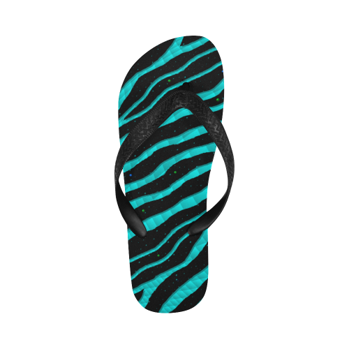 Ripped SpaceTime Stripes - Cyan Flip Flops for Men/Women (Model 040)