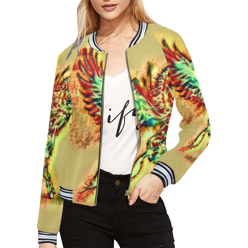 Rainbow unicorn All Over Print Bomber Jacket for Women (Model H21)