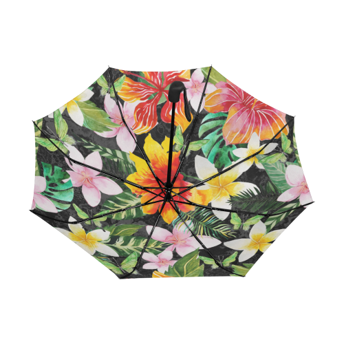 Tropical Flowers Butterflies III Anti-UV Auto-Foldable Umbrella (Underside Printing) (U06)