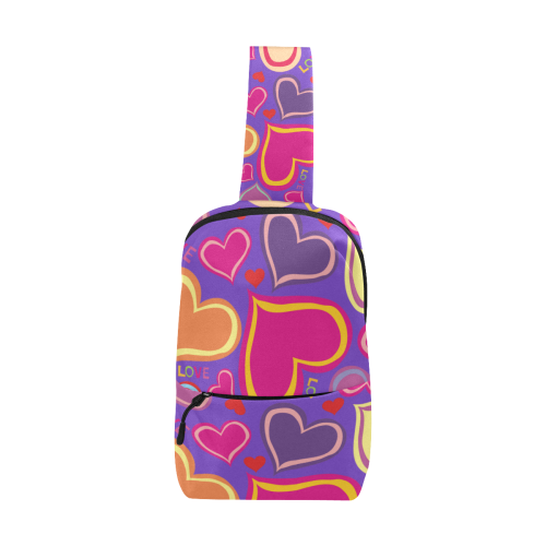 cute hearts purple background Chest Bag (Model 1678)
