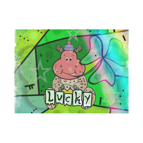Lucky Hippo by Nico Bielow Placemat 14’’ x 19’’ (Set of 6)