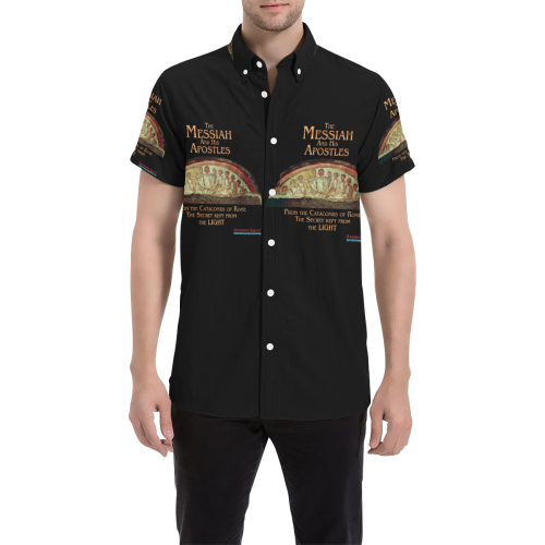 MessiahDesign-in-Eng S/S Button Shirt Men's All Over Print Short Sleeve Shirt (Model T53)