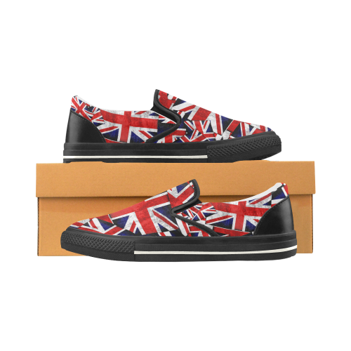 Union Jack British UK Flag Slip-on Canvas Shoes for Kid (Model 019)