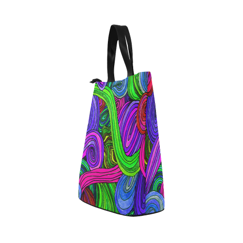 Psychedelic Lines Green Nylon Lunch Tote Bag (Model 1670)