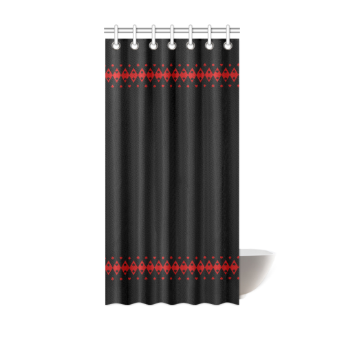 Black and Red Playing Card Shapes Shower Curtain 36"x72"