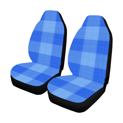 Soft Blue Plaid Car Seat Covers (Set of 2)