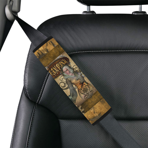Steampunk lady with owl Car Seat Belt Cover 7''x10''
