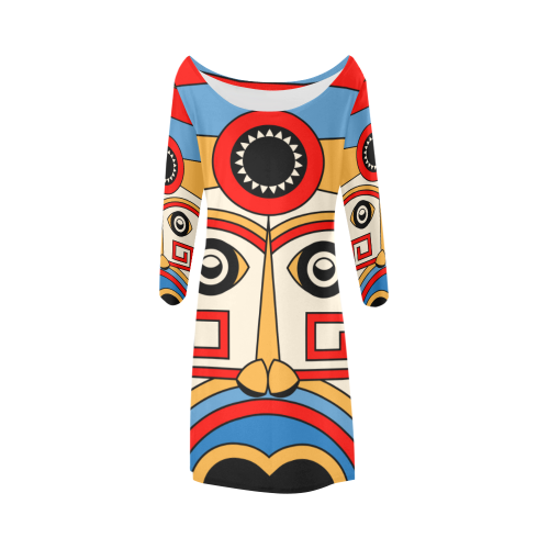 Aztec Religion Tribal Bateau A-Line Skirt (D21)