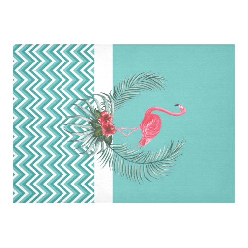 Retro Flamingo Chevron Cotton Linen Tablecloth 60"x 84"