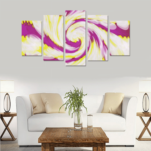 Pink Yellow Tie Dye Swirl Abstract Canvas Print Sets A (No Frame)