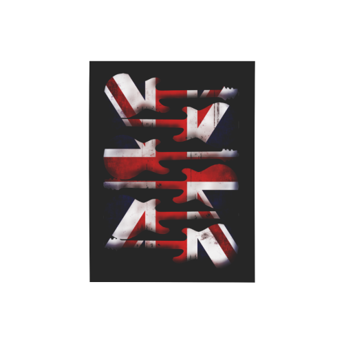 Union Jack British UK Flag Guitars Black Photo Panel for Tabletop Display 6"x8"