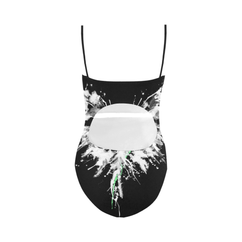 Phoenix - Abstract Painting Bird White 1 Strap Swimsuit ( Model S05)
