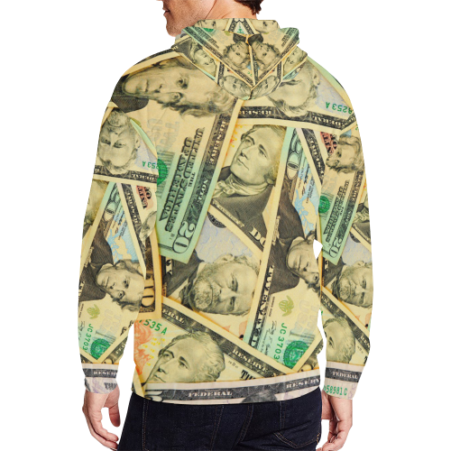 US DOLLARS All Over Print Full Zip Hoodie for Men/Large Size (Model H14)
