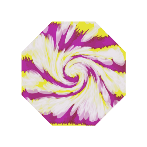 Pink Yellow Tie Dye Swirl Abstract Anti-UV Auto-Foldable Umbrella (Underside Printing) (U06)