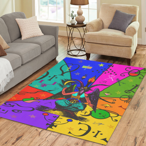 Awesome Baphomet Popart Area Rug7'x5'