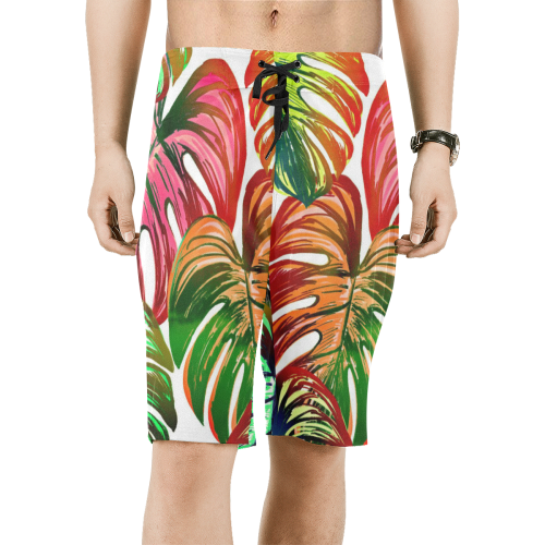 Pretty Leaves D by JamColors Men's All Over Print Board Shorts (Model L16)