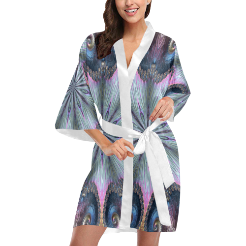Pastel Abalone Shell Spiral Fractal Mandala 2 Kimono Robe