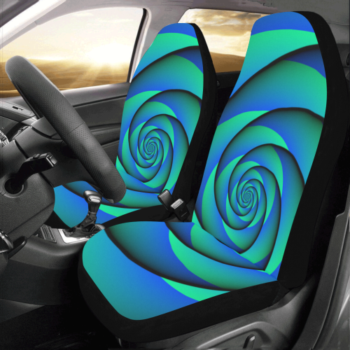POWER SPIRAL - WAVES blue green Car Seat Covers (Set of 2)