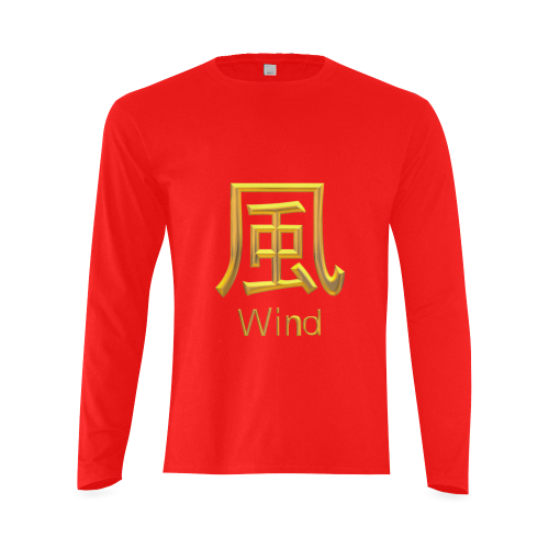 c-Golden Asian Symbol for Wind Sunny Men's T-shirt (long-sleeve) (Model T08)