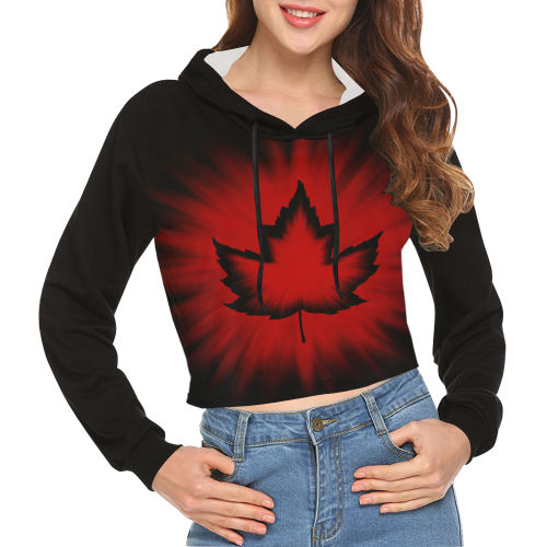 New Canada Hoodies All Over Print Crop Hoodie for Women (Model H22)