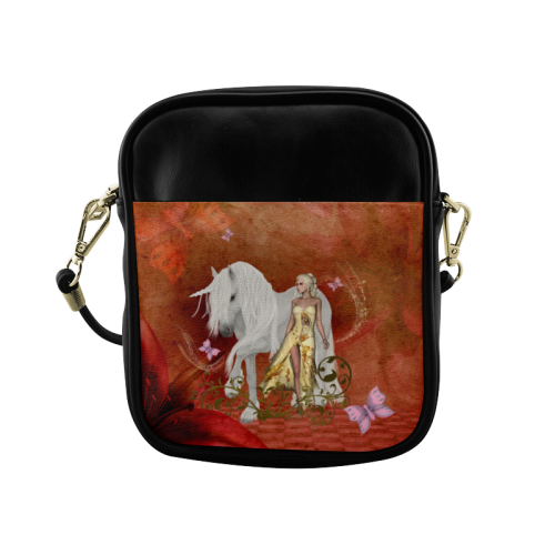 Unicorn with fairy and butterflies Sling Bag (Model 1627)