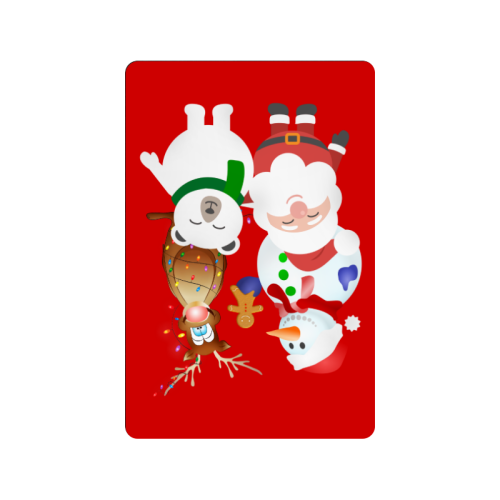 Christmas Gingerbread, Snowman, Santa Claus Red Doormat 24"x16"