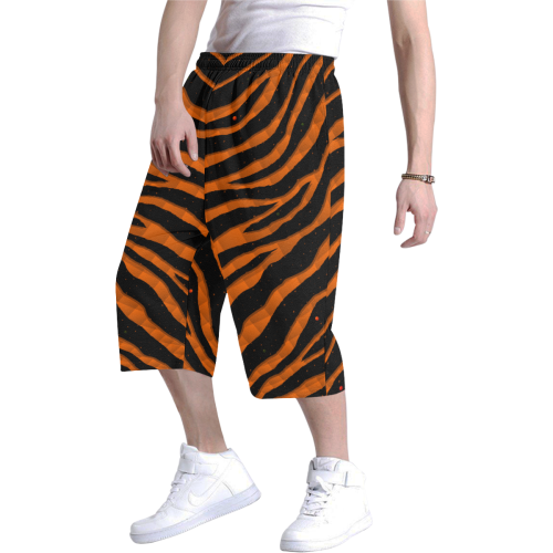 Ripped SpaceTime Stripes - Orange Men's All Over Print Baggy Shorts (Model L37)