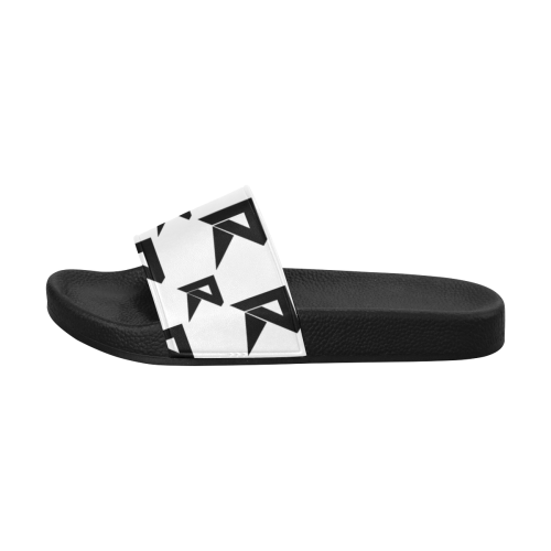 Black & White Pattern Slide Men's Slide Sandals (Model 057)