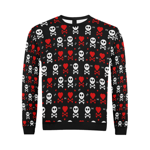 Skull and Crossbones All Over Print Crewneck Sweatshirt for Men (Model H18)
