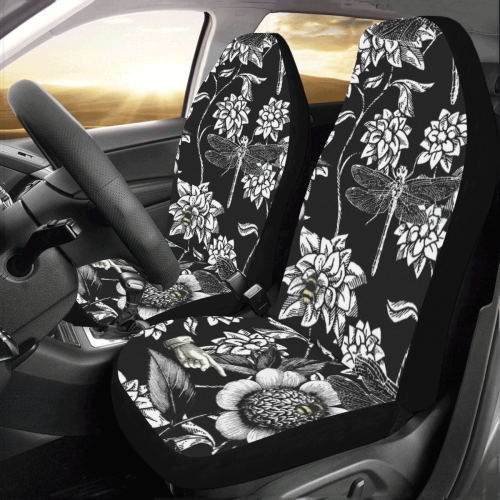 Black and White Nature Garden Car Seat Covers (Set of 2)