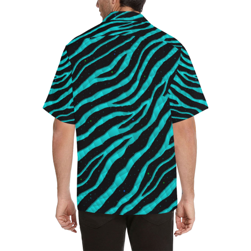 Ripped SpaceTime Stripes - Cyan Hawaiian Shirt (Model T58)